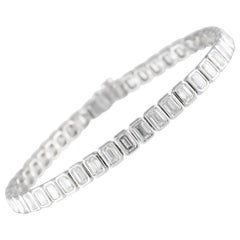 18K White Gold 9.05ct Diamond Emerald-Cut Line Bracelet