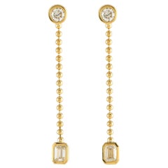 18K Yellow Gold 1.40ct Diamond Dangle Earrings