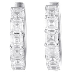 18K White Gold 2.90ct Diamond Hoop Earrings