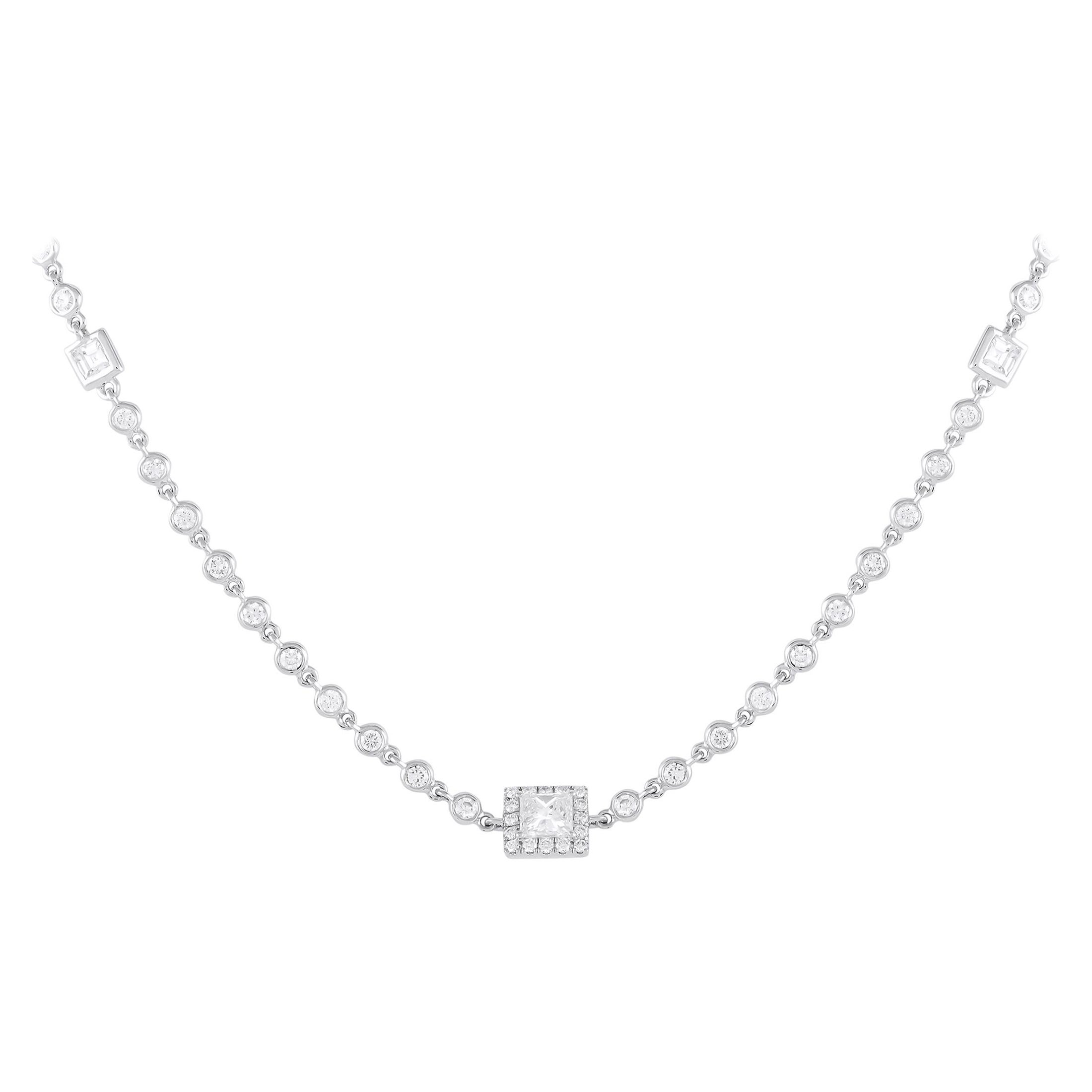 18K White Gold 4.50ct Diamond Necklace
