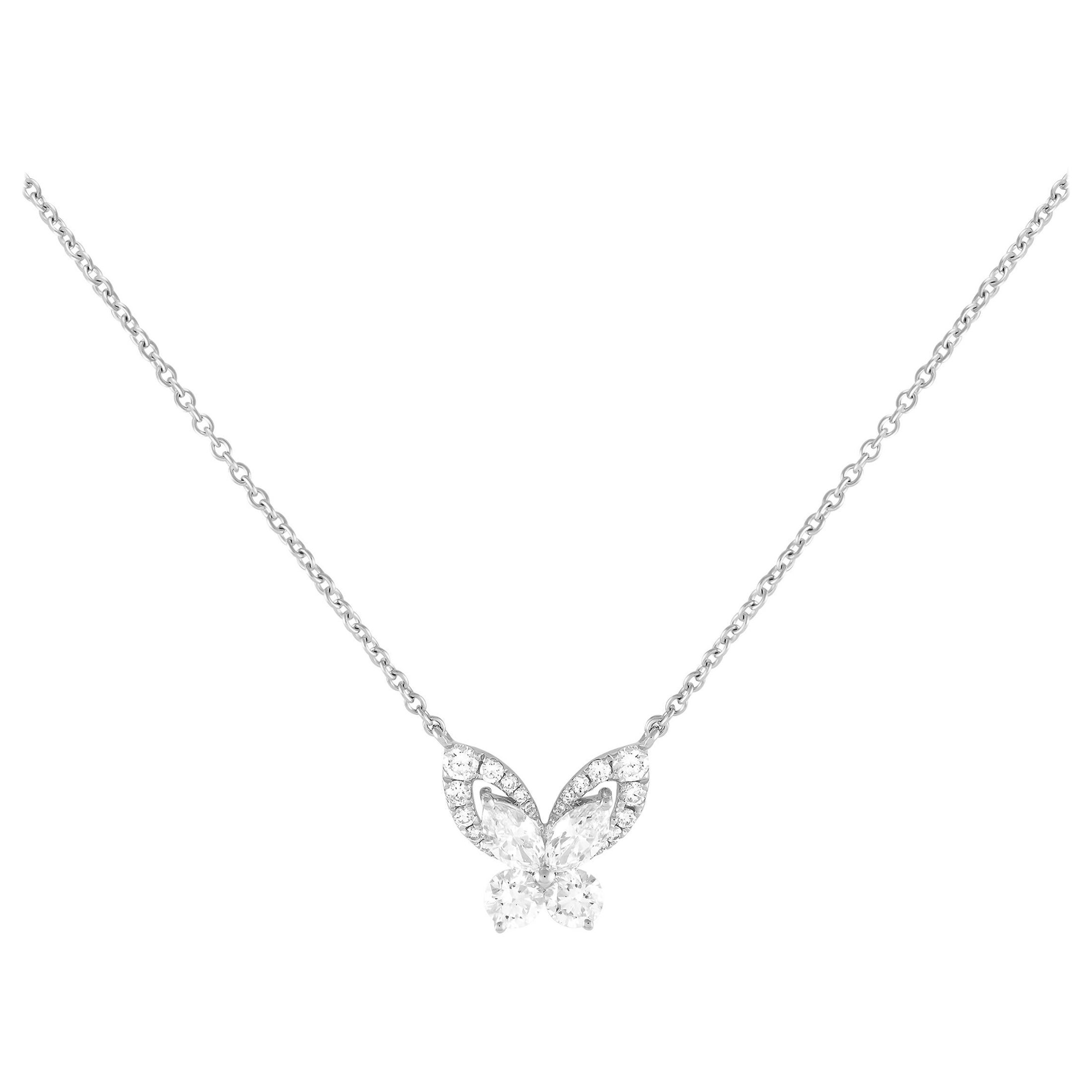 18K White Gold 1.30ct Diamond Butterfly Necklace