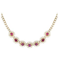 18K Yellow Gold 16.50ct Diamond and Ruby Necklace