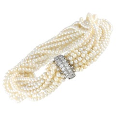 Platinum 2.0ct Diamond and Pearl Torsade Bracelet