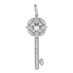14K White Gold 0.25ct Diamond Key Pendant