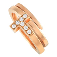 Tiffany & Co. 18K Rose Gold Diamond T Square Wrap Ring