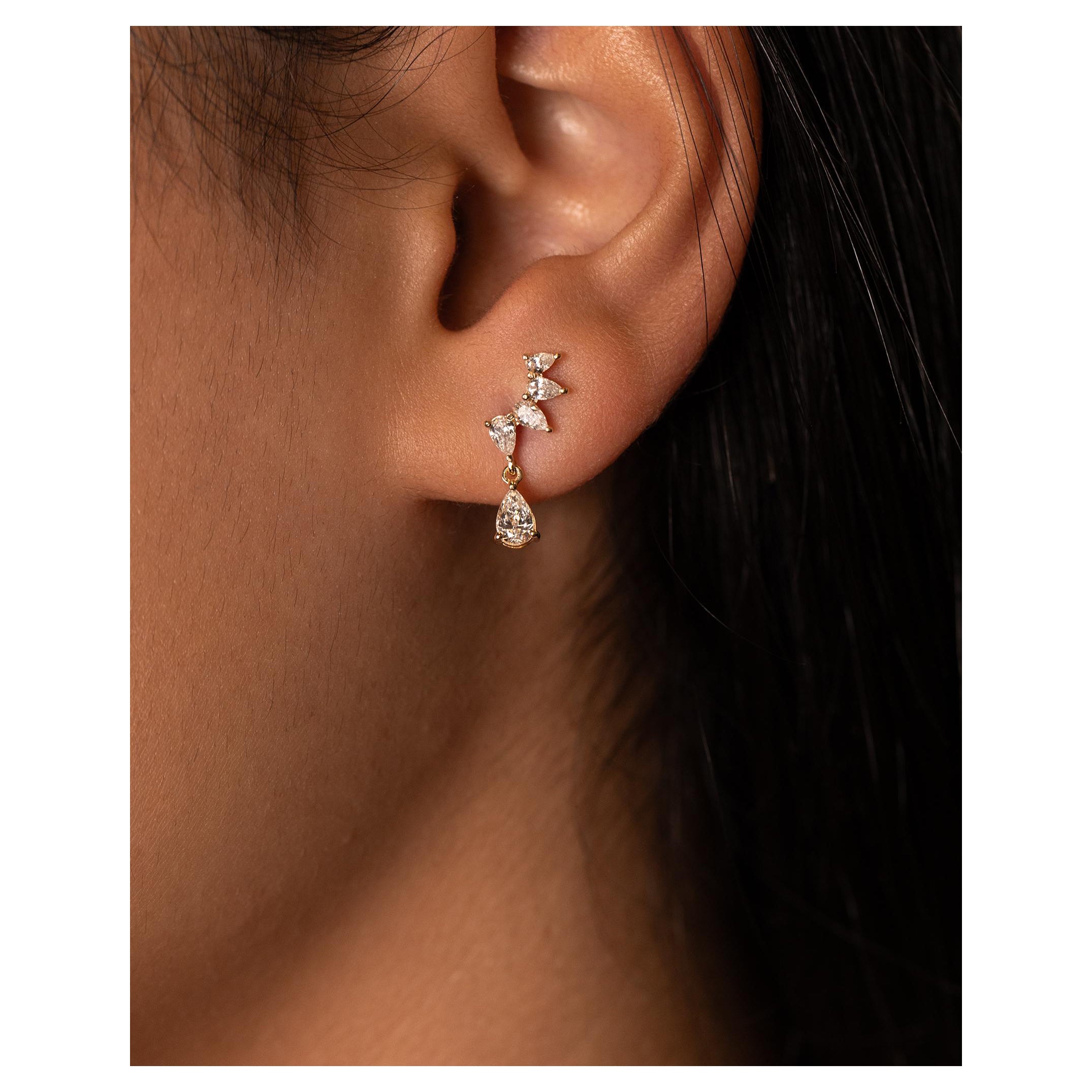 Drop Pear Shape Diamond Earring