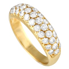 Van Cleef & Arpels 18K Yellow Gold Diamond Pave Dome Ring