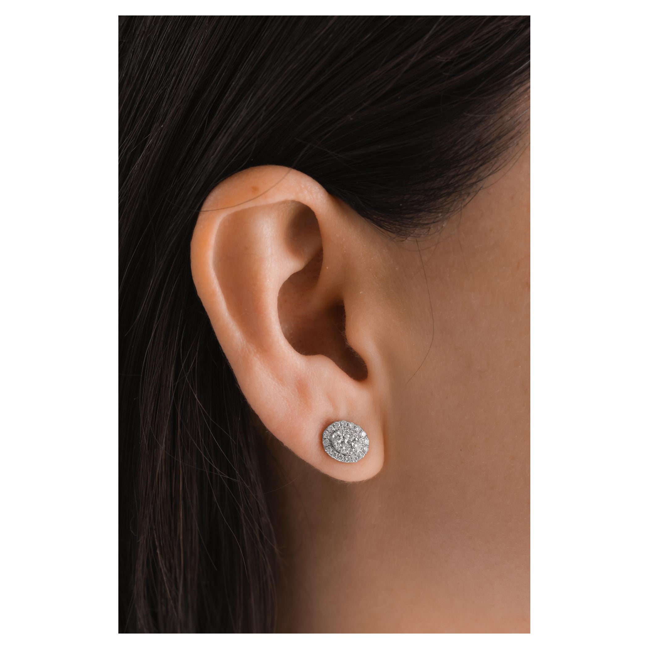 Round Diamond Studs with Halo 0.50 cts.