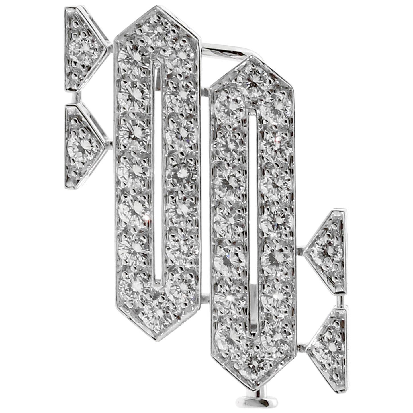 Cartier Platinum Diamond Brooch Necklace