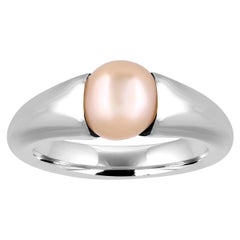 Spinning Tension Set Fresh Water Pearl Gold Ring