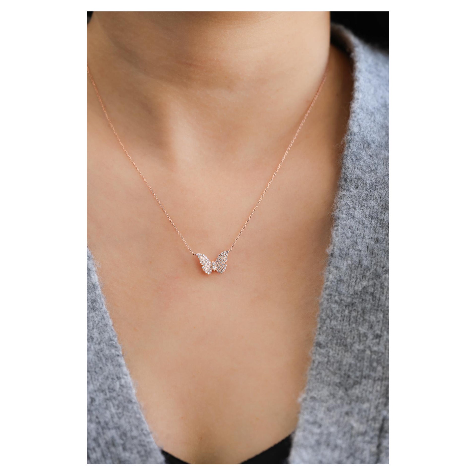 Small Butterfly Pave Pendant