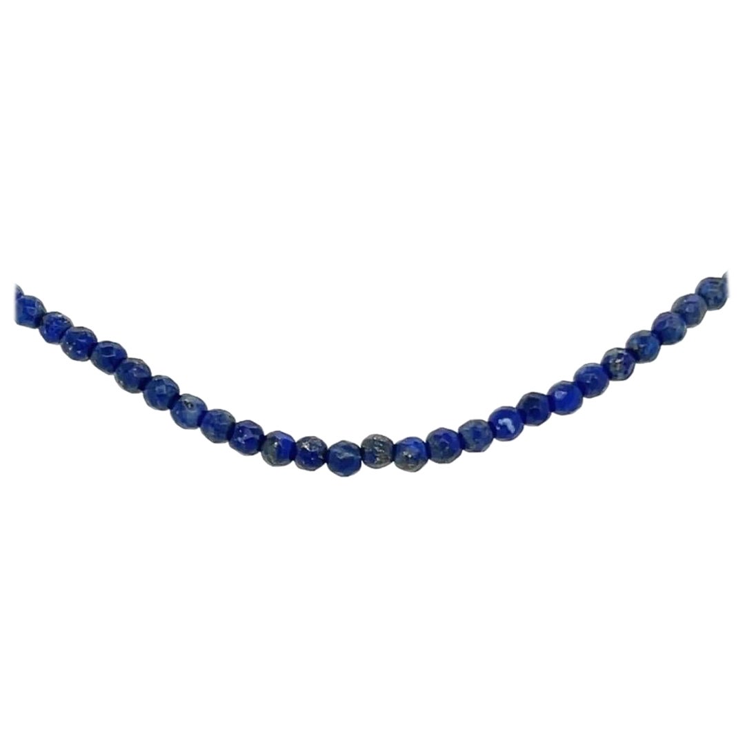 Lapis Lazuli Bead Choker Necklace in 925 Sterling Silver