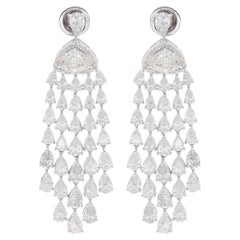 8.62 Carat SI/H Pear Marquise Diamond Chandelier Earrings 14 Karat White Gold