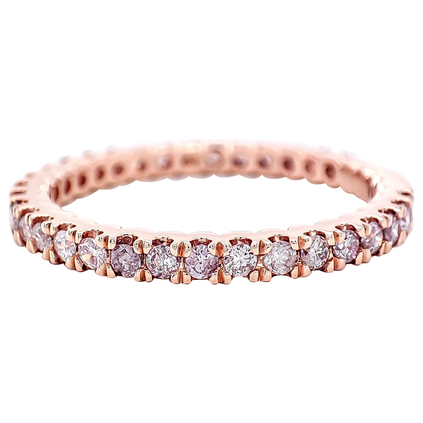 0,56 quilates Anillo redondo con diamante rosa de fantasía Oro rosa de 14k en venta
