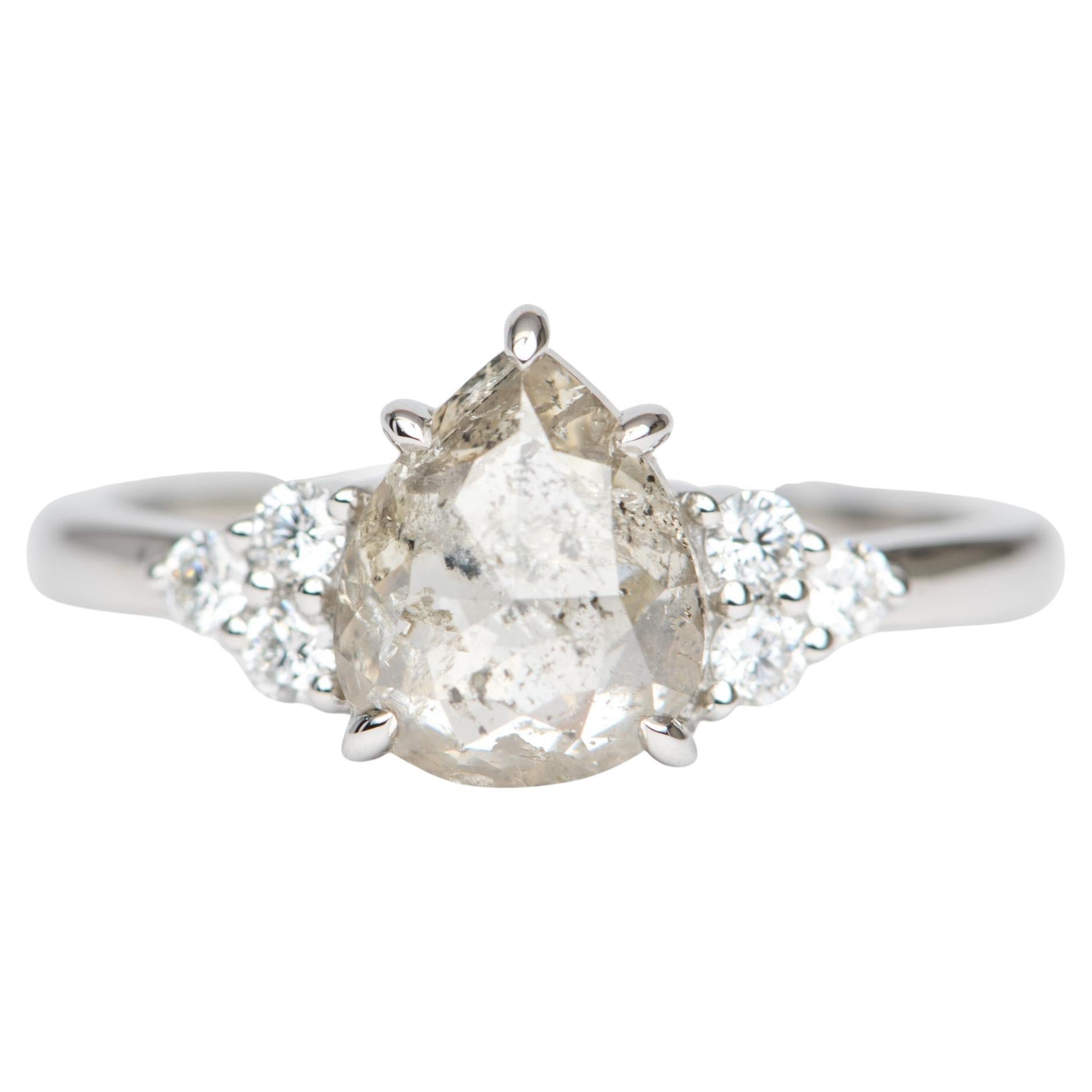 1.61ct Celestial Diamond Trio Sides 14K White Gold Engagement Ring R6254