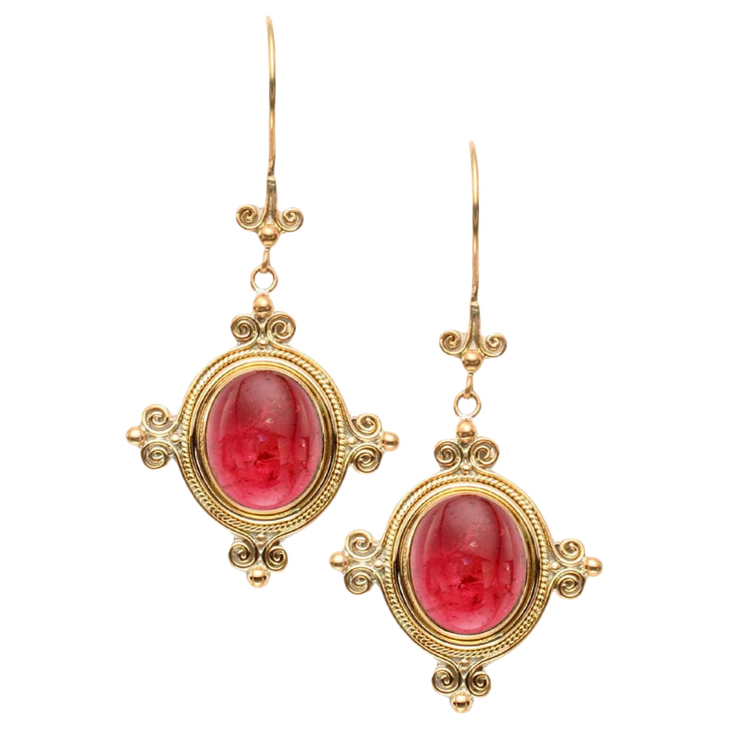Steven Battelle 13.5 Carat Pink Tourmaline 18K Gold/Sterling Drop Earrings