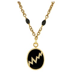 Van Cleef & Arpels Onyx, Diamond, and Gold Necklace