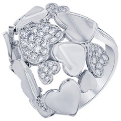 Natürlicher moderner natürlicher 0,43 Karat Diamant-Cocktailring aus 14 Karat Weißgold mit Rundschliff