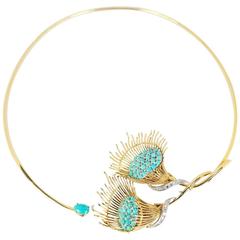 Turquoise and Diamond Statement Choker Necklace