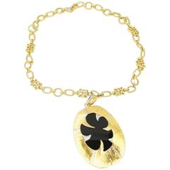 Onyx and Diamond Statement Pendant Necklace