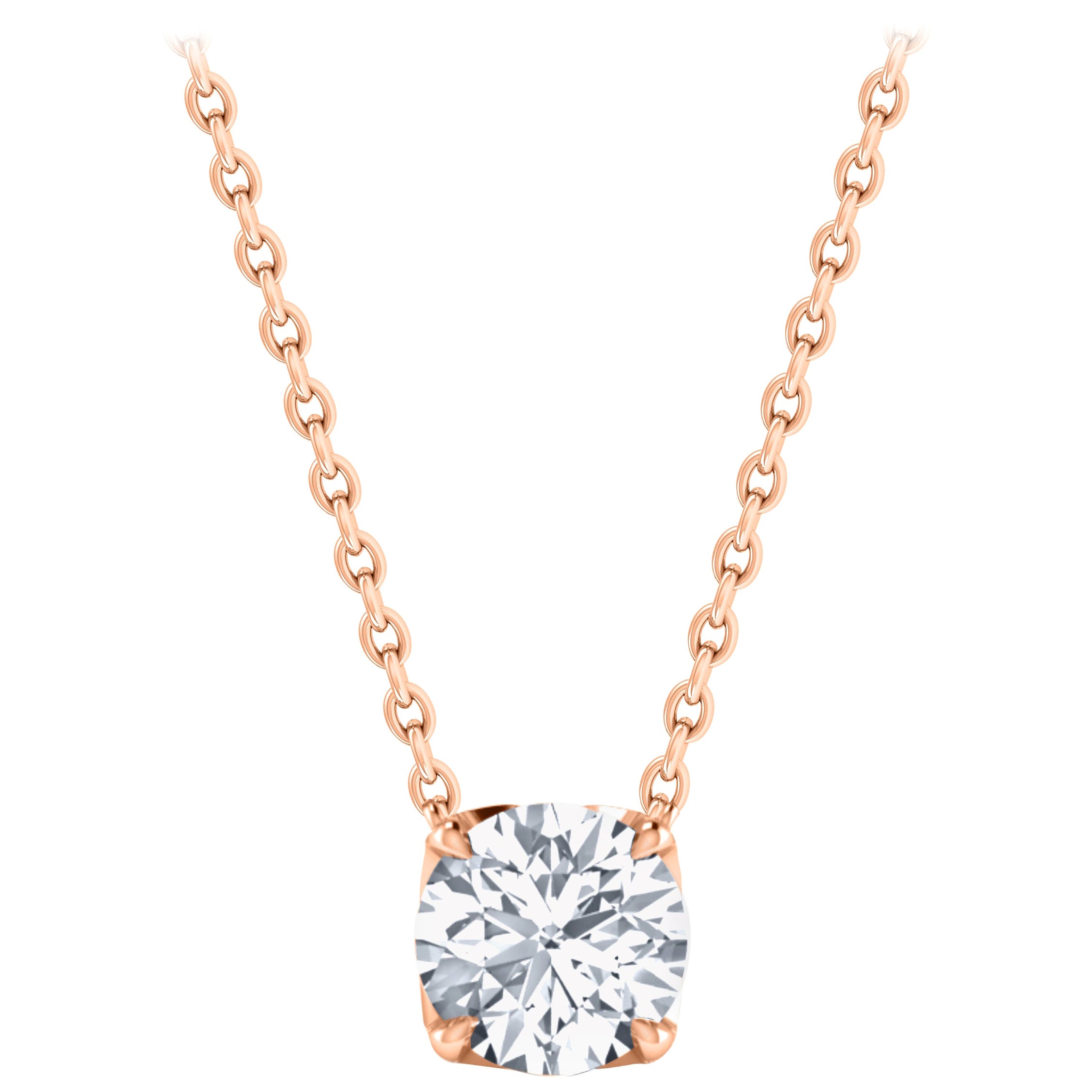 Harakh GIA Certified 0.45 Carat Solitaire Diamond Pendant Necklace in 18 Kt Gold For Sale