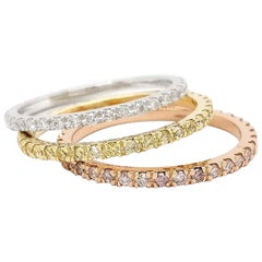 Anello nuziale di fidanzamento in oro 14K con diamante naturale di fantasia a tre colori