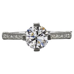 GIA Certified 1 Carat Round Cut Diamond IF Clairity Art Deco Style Ring