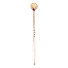 Victorian Gold Ball 15 Karat Yellow Gold Stick Pin