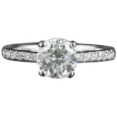 Antique Edwardian Diamond Solitaire Engagement Ring Platinum 1.30 Carat