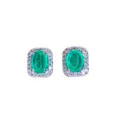 Certificado AIG  Pendientes de oro de 18 quilates con diamantes y esmeraldas de Zambia de 2,48 quilates