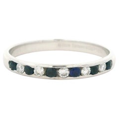 Tiffany & Co. Platinum Alternating Channel Sapphire Diamond Stackable Band w Box