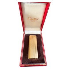 Vintage Les Must de Cartier Paris 18k Gold Plated Lighter With Original Case