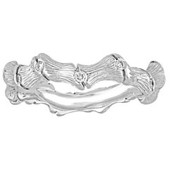 Diamond and Gold Bamboo Band Ring