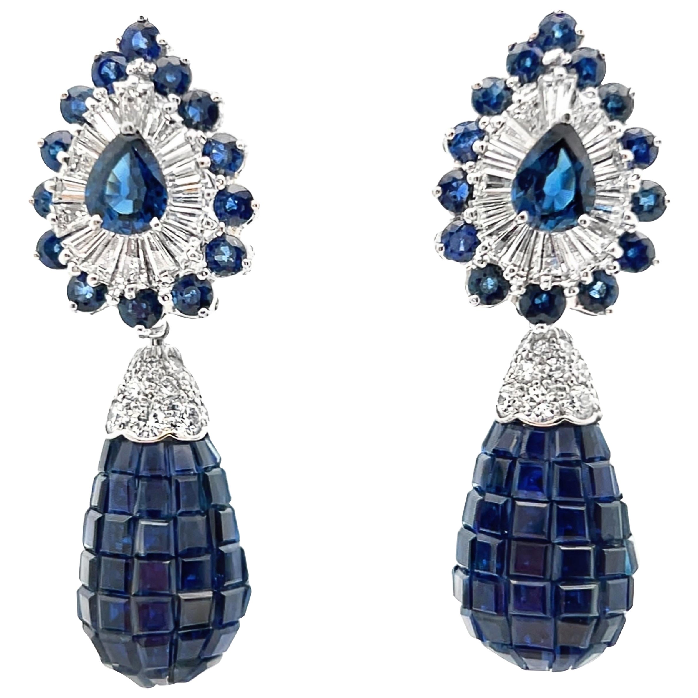 Oscar Heyman Day and Night Invisible Set Sapphire Earrings