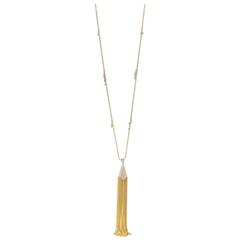18 Karat Yellow Gold and Diamond Tassel Necklace