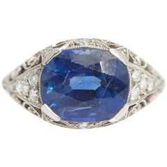 Antique Burma Sapphire Diamond Ring