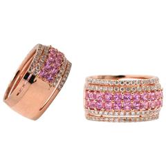 Rose Gold, Pink Sapphire and Diamond Half Eternity Ring