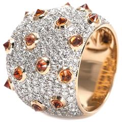 Orange Sapphire and Diamond Ring