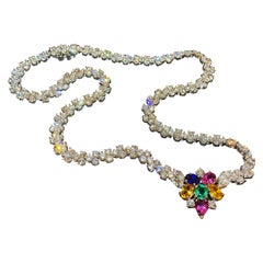 19.50 Karat natürlicher Diamant (x 220) & farbige Edelsteine Eternal Tennis Halskette