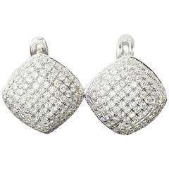White Gold Cushion Shaped Pave Diamond Earrings 11
