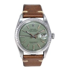 Rolex Edelstahl Datejust Custom Finished Grünes Zifferblatt, ca. 1970er Jahre
