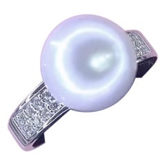 Anello con diamanti di perle dei mari del sud certificati GIT in oro 18 carati