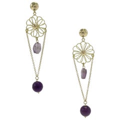 Stones Gold Dangle Earrings