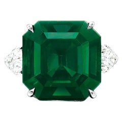 Certifié GIA NO OIL 6,26 ct. Bague en diamant émeraude