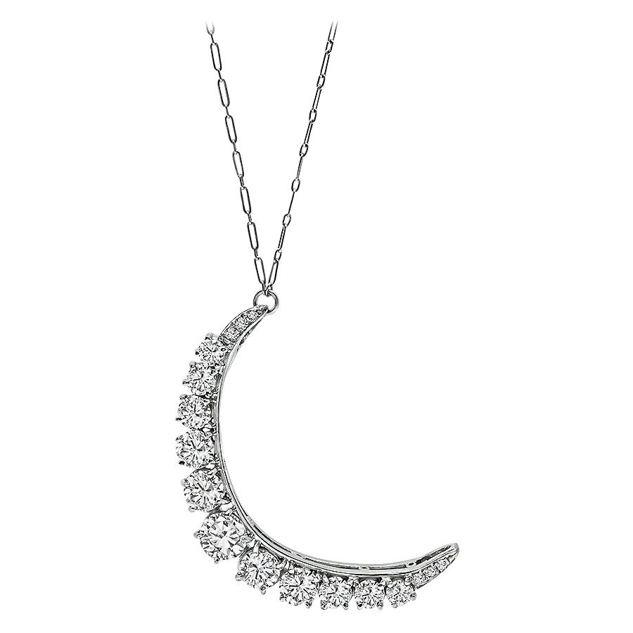 Collar Colgante Media Luna Vintage 5.00ct Diamantes en venta