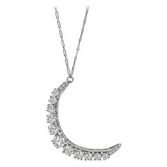 Collar Colgante Media Luna Vintage 5.00ct Diamantes