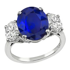 Anillo de compromiso Zafiro de Ceilán 4,25 ct Diamante 1,05 ct