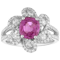 AGL Certified 1.90 Carat Pink Sapphire Diamond Gold Ring 12