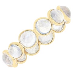 Round Moonstone Cabochon Band, Yellow Gold