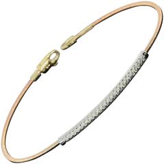 Tri Color Gold Round Diamond Flexible Bangle Bracelet